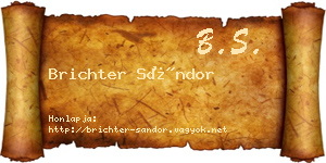 Brichter Sándor névjegykártya